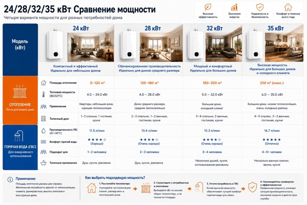 Мощность газового котла: как выбрать нужный кВт для вашего рынка 2 Мощность газового котла для отопления и горячего водоснабжения